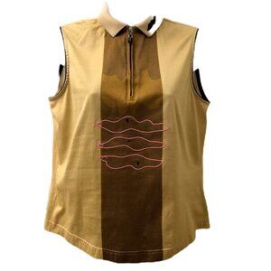 Jamie Sadock Women's Golf Sleeveless Shirt Size Medium Zip Collared Embroidered